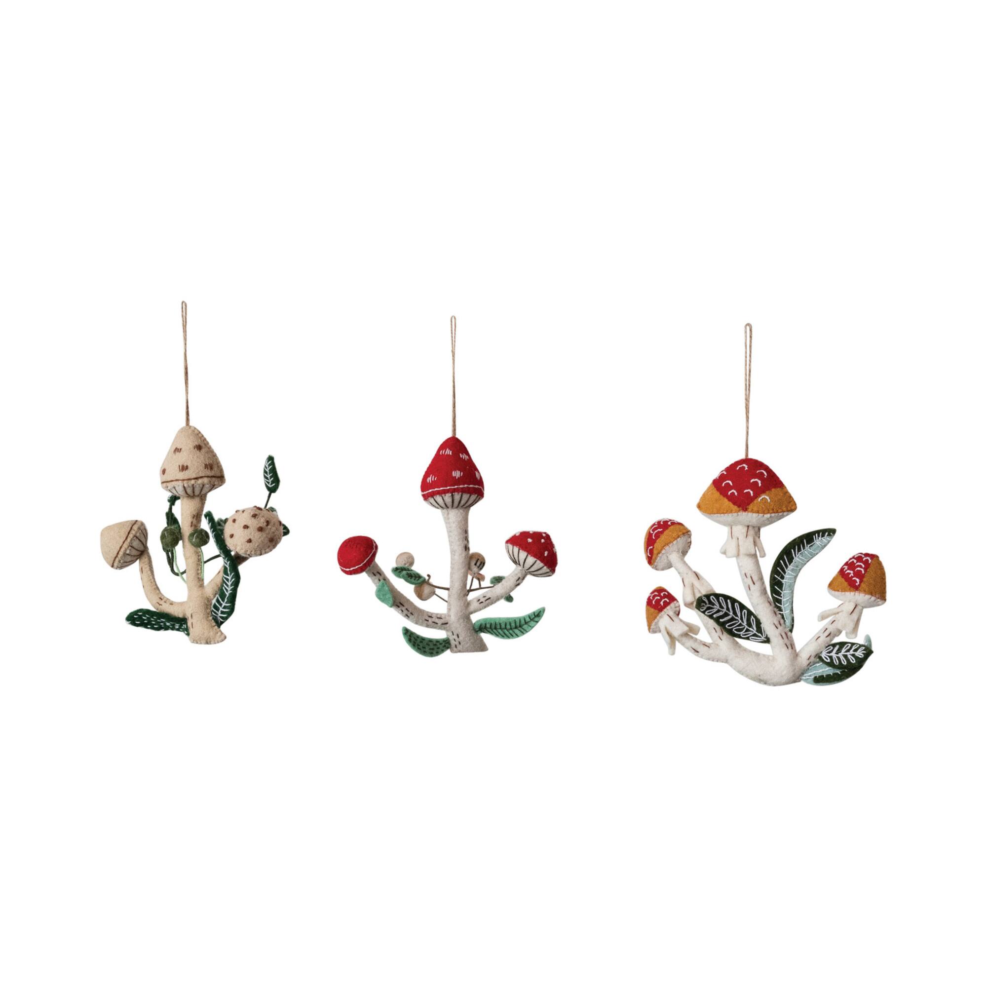 Hello Honey® 3 Pack 8" Mushroom Wool Felt Ornaments